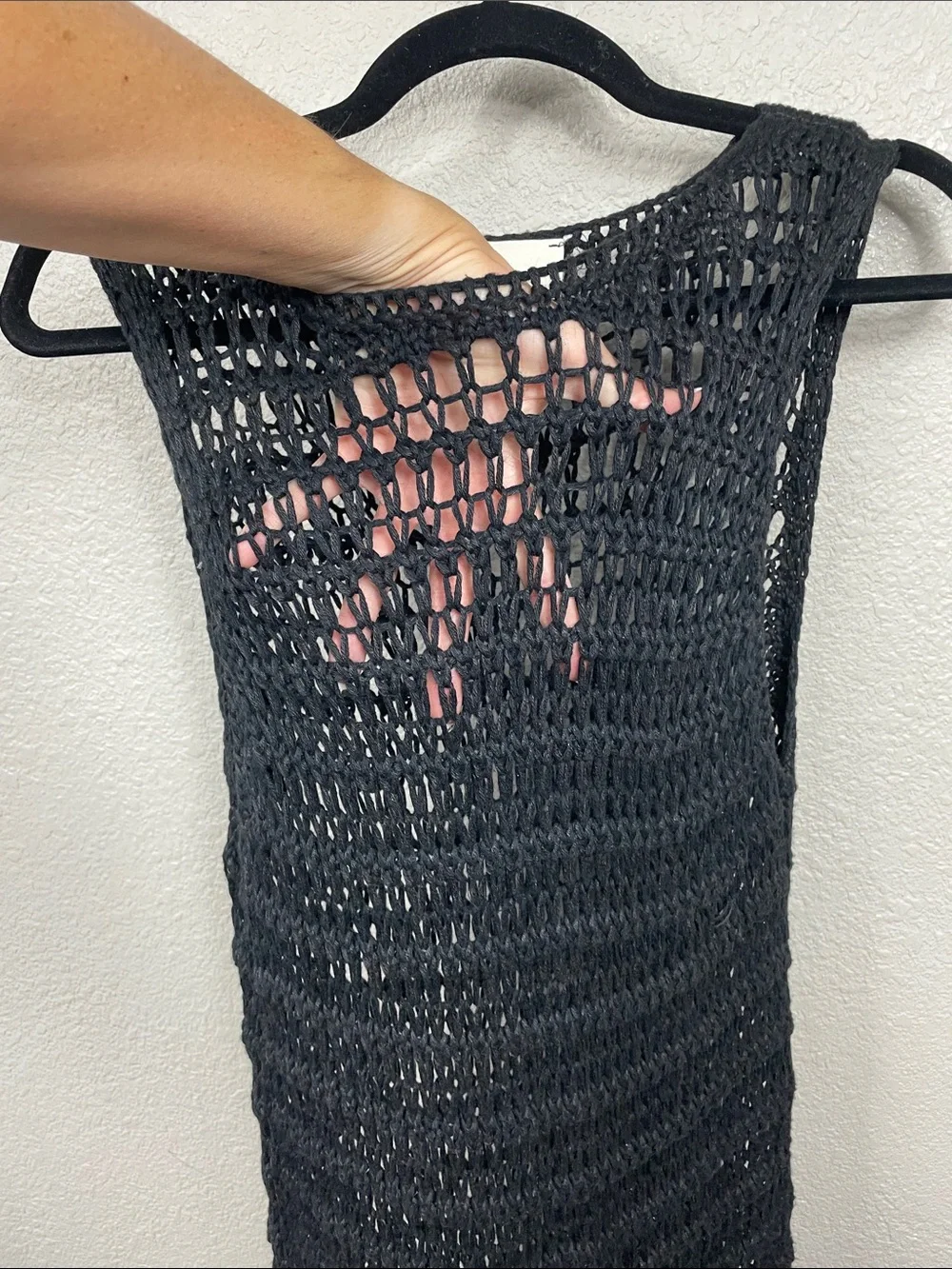 Haight x Mari Giudicelli Daniela Open Knit Crochet Midi Dress Cover Up XS